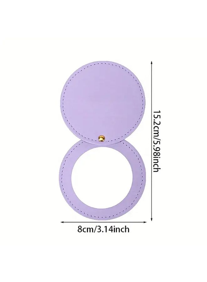 Purple Personalized Compact Mirror 5pcs Custom Name Text Elegant Floral Design Pastel Colors for Women - Image 2