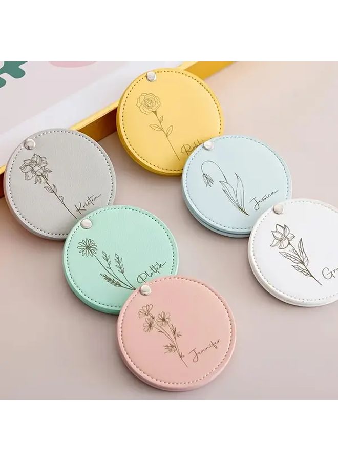 Purple Personalized Compact Mirror 5pcs Custom Name Text Elegant Floral Design Pastel Colors for Women - Image 4