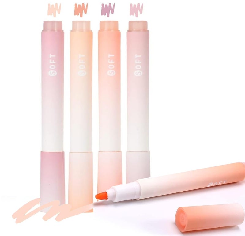 MITVIK 4Pcs Aesthetic Cute Highlighter Pen || Highlighters Markers Pen || Pastel Highlighter Pen Set || Water-based Ink Quick Dry for Note Taking School/Office Supplies (Orange) - Image 1