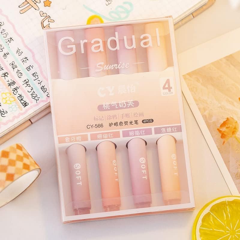 MITVIK 4Pcs Aesthetic Cute Highlighter Pen || Highlighters Markers Pen || Pastel Highlighter Pen Set || Water-based Ink Quick Dry for Note Taking School/Office Supplies (Orange) - Image 2