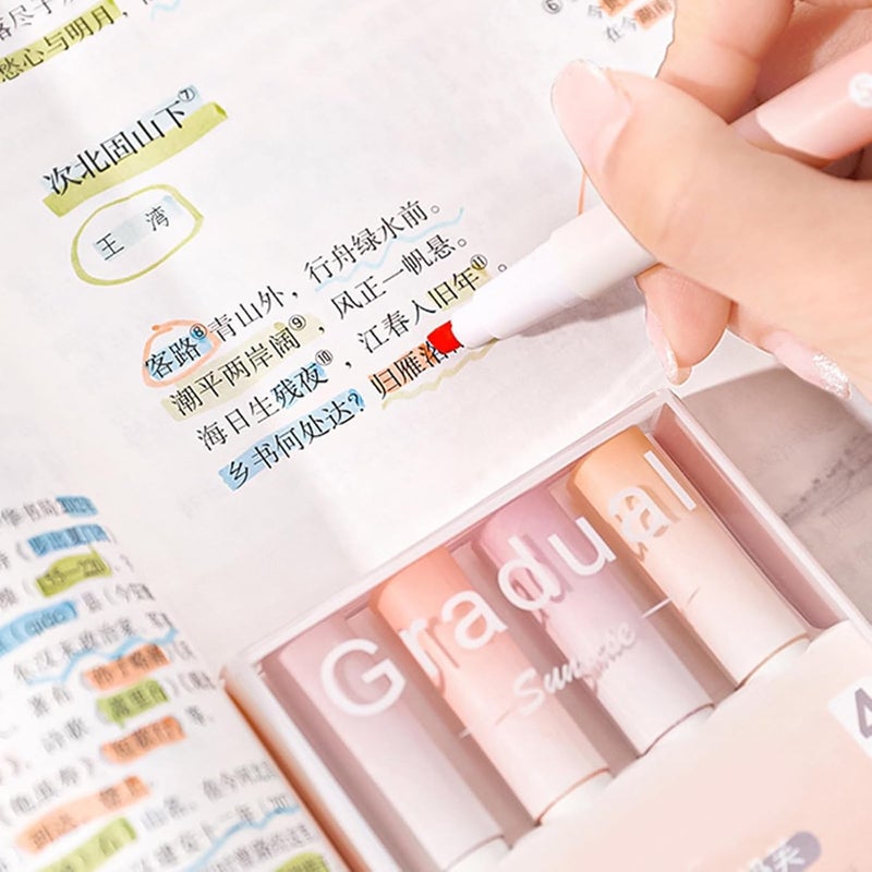 MITVIK 4Pcs Aesthetic Cute Highlighter Pen || Highlighters Markers Pen || Pastel Highlighter Pen Set || Water-based Ink Quick Dry for Note Taking School/Office Supplies (Orange) - Image 3