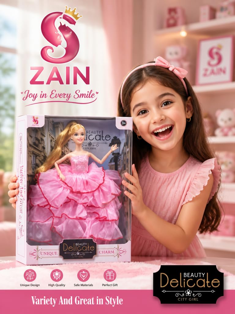 Zain Unique Charm Collection 11 5 Inch Fashion Doll in Ruffled Pink Evening Dress Variety and Great in Style - Image 4