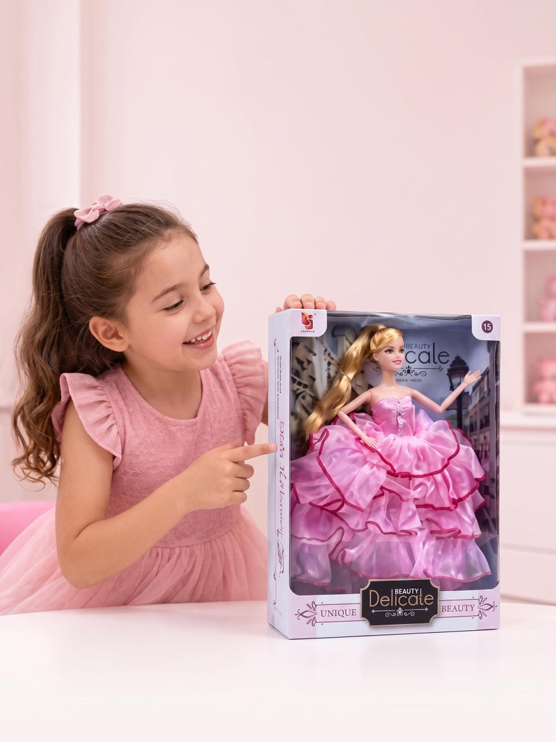 Zain Unique Charm Collection 11 5 Inch Fashion Doll in Ruffled Pink Evening Dress Variety and Great in Style - Image 1