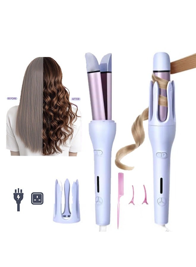 Beauenty 32mm Automatic Curling Iron and Straightener 2 in 1, Fast Heat-up, Long-lasting Style, Ionic Curler, Purple - Image 1