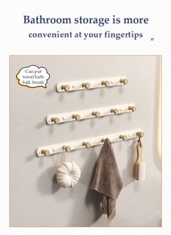 DUNISO Coat Hooks Wall Mounted, multifunctional heavy duty clothes hanger,  modern wooden wall mounted clothes hanger，with 6 hooks, waterproof and rust proof, suitable for kitchen, bedroom, bathroom, entrance hall  - Image 5