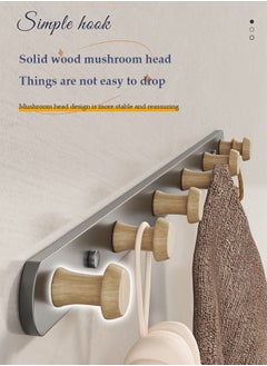 DUNISO Coat Hooks Wall Mounted, multifunctional heavy duty clothes hanger,  modern wooden wall mounted clothes hanger，with 6 hooks, waterproof and rust proof, suitable for kitchen, bedroom, bathroom, entrance hall  - Image 3
