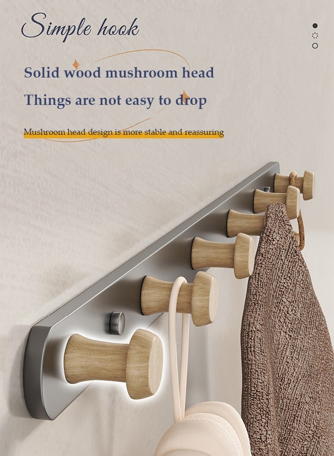 DUNISO Coat Hooks Wall Mounted, multifunctional heavy duty clothes hanger,  modern wooden wall mounted clothes hanger，with 6 hooks, waterproof and rust proof, suitable for kitchen, bedroom, bathroom, entrance hall - Image 3