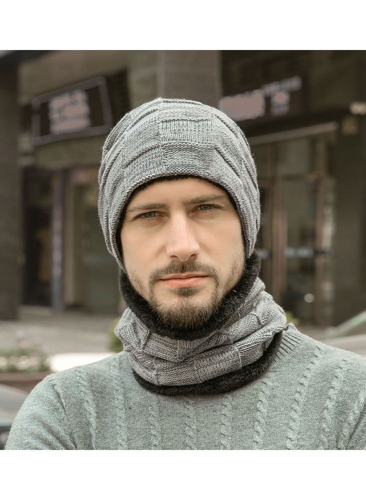 Loquat Winter Padded Set Cap Knitted Hat Scarf 2-Piece Set