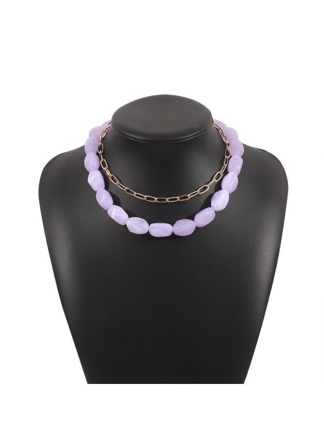 834 European And American Summer Dopamine Resin Beaded Necklace Design Sense Niche Color Handmade Stacked Choker