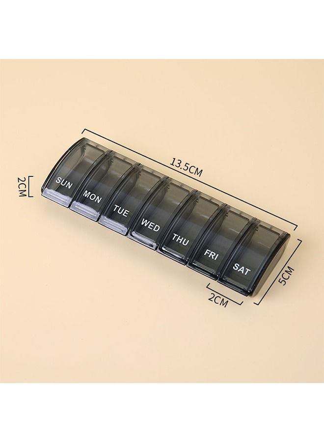 Generic Transparent Compartments Weekly Pill Organizer Boxes, Portable Plastic 7 Day Pill Dispenser, Fish Oils Vitamin Holder Supplement Medicine Box(Black)  - Image 2