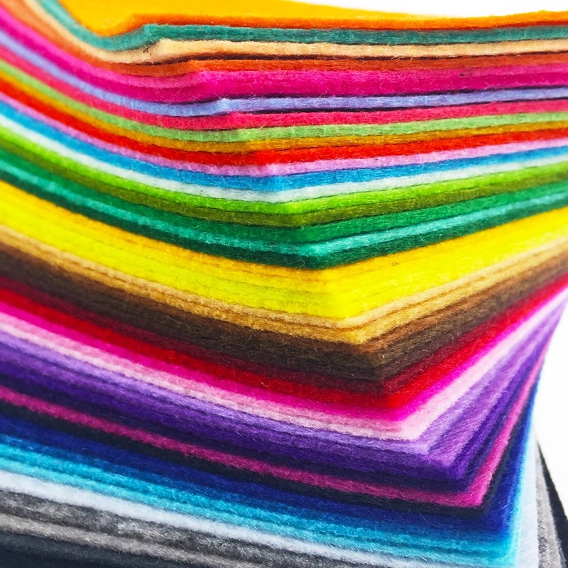 flicflac 48PCS 6 x 6 inches 15 x 15cm Assorted Color Felt Fabric Sheets Patchwork Sewing DIY Craft 1mm Thick 15cm 15cm 48pcs