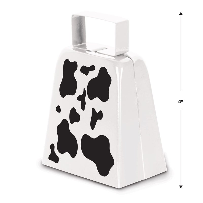 Beistle Novelty Metal Farm Animal Theme Birthday Party Western Favors, Cow Print Cowbell, White/Black - Image 2