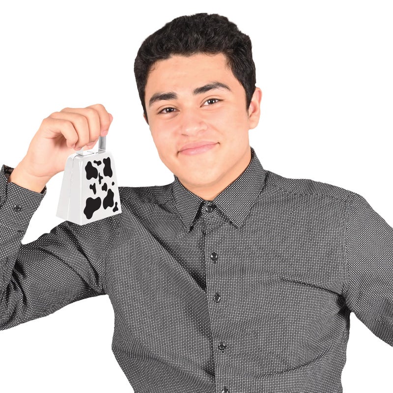 Beistle Novelty Metal Farm Animal Theme Birthday Party Western Favors, Cow Print Cowbell, White/Black - Image 5