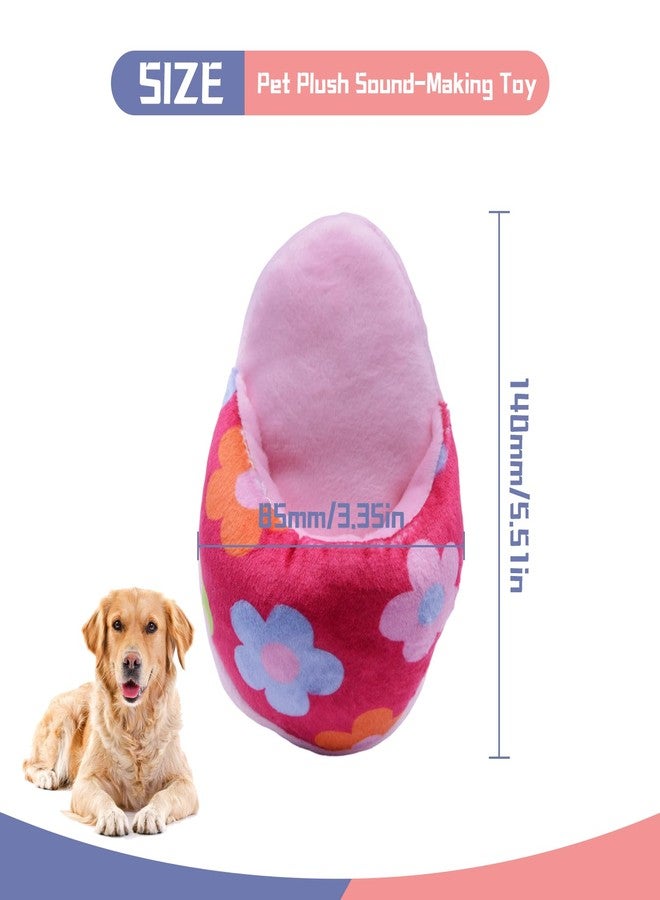 YXQ Dog Squeak Toy 2Pcs Pet Interactive Chew Toy Shoe Pet Slippers Plush for Dog Teething and Playing and Chewing（Red + Blue） - Image 2