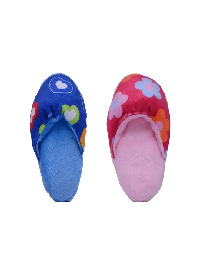 YXQ Dog Squeak Toy 2Pcs Pet Interactive Chew Toy Shoe Pet Slippers Plush for Dog Teething and Playing and Chewing（Red + Blue） - Image 1