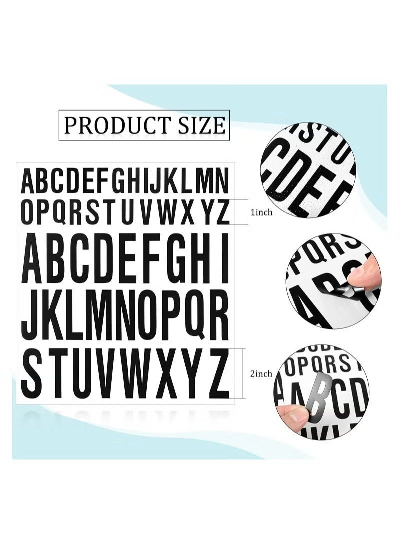 8 Sheets of Self Adhesive Vinyl Capital Letter Stickers for Crafts Outdoor Signs Posters Mailboxes Windows Doors Cars and Trucks Black 1 Inch and 2 Inch - Image 2