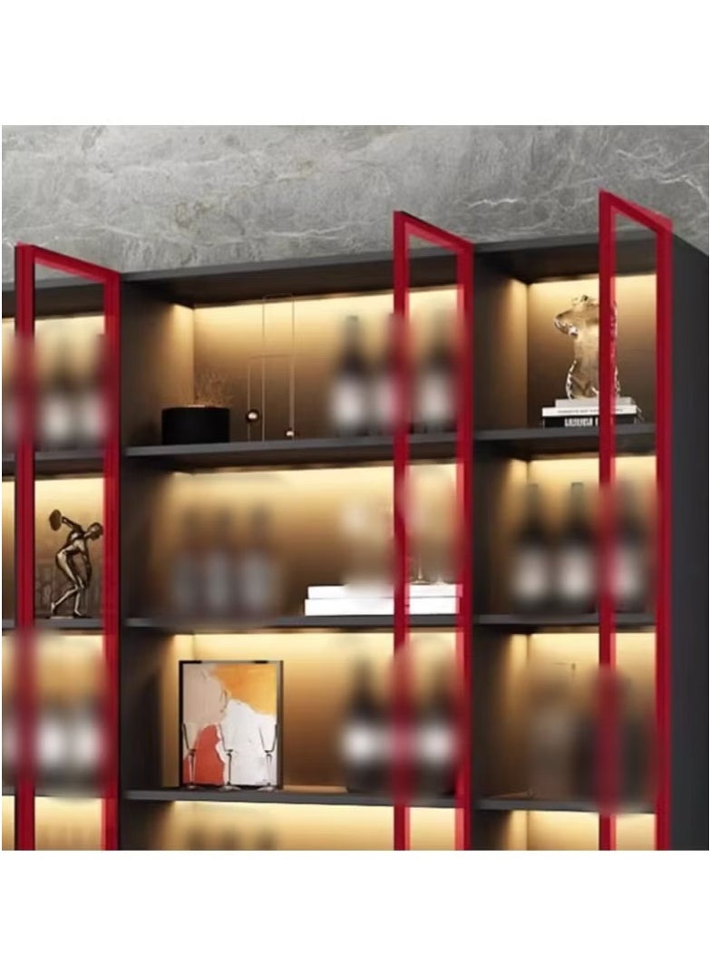 Generic Display Cabinet with Glass Doors and LED Lights, Transparent Showcase Display Boxes,for Collectible, Living Room, Office (Black)  - Image 3