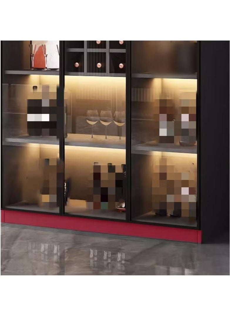 Generic Display Cabinet with Glass Doors and LED Lights, Transparent Showcase Display Boxes,for Collectible, Living Room, Office (Black)  - Image 5