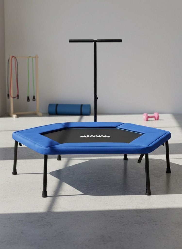Axox Fitness 50-Inch Hexagonal Fitness Trampoline with Safety Handle, Heavy Duty Rebounder for Adults, Indoor Cardio Exercise Trampoline, Home Gym Mini Trampoline for HIIT, Balance & Core Training, 120 kg Capacity - Image 2