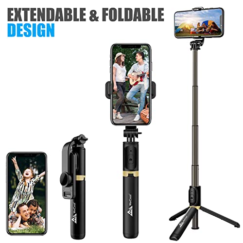 WeCool Quadripod Selfie Stick Extendabable Upto 40Inches with 360 Rotational Mobile Holder,Rechargeble Bluetooth Remote,inbuild 1/4" Screw for Wide Compatibility - Image 5
