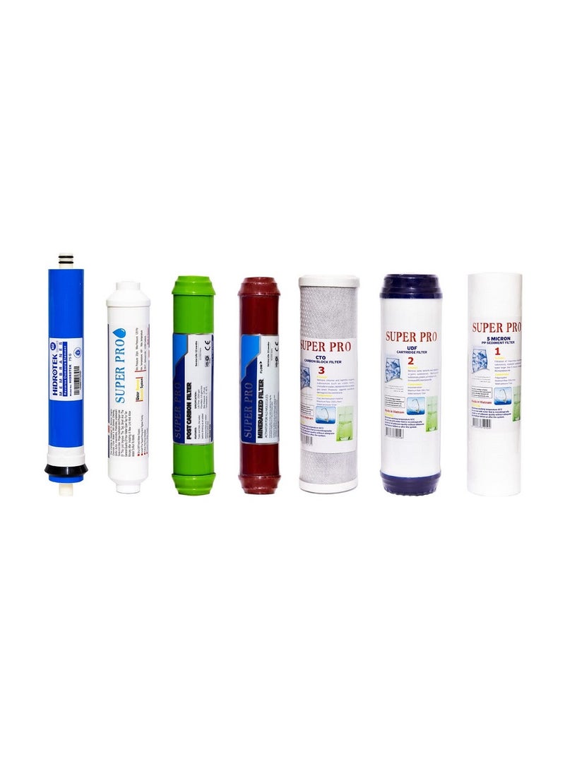 Super Pro 7-Stage Water Filter Replacement Set for Home RO Water Purifiers