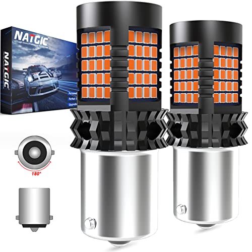 NATGIC Amber 1156 P21W LED Bulb Yellow Canbus Error Free Turn Signal Light BA15S Led Built-in Resistor No Hyper Flash No Error For Blinker Light Indicator Light Side Marker Light 2000Lm 21W(Pack Of 2) - Image 2