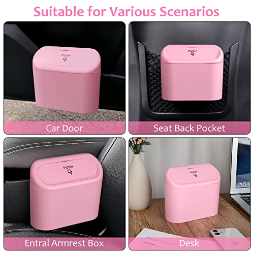 Accmor Car Trash Can with Lid, Vehicle Trash Bin Car Dustbin Garbage Organizer Holder with One Roll Trash Bag, Portable Hanging Mini Leakproof Cars Storage Bag Container for Auto, SUV, Office (Pink) - Image 5