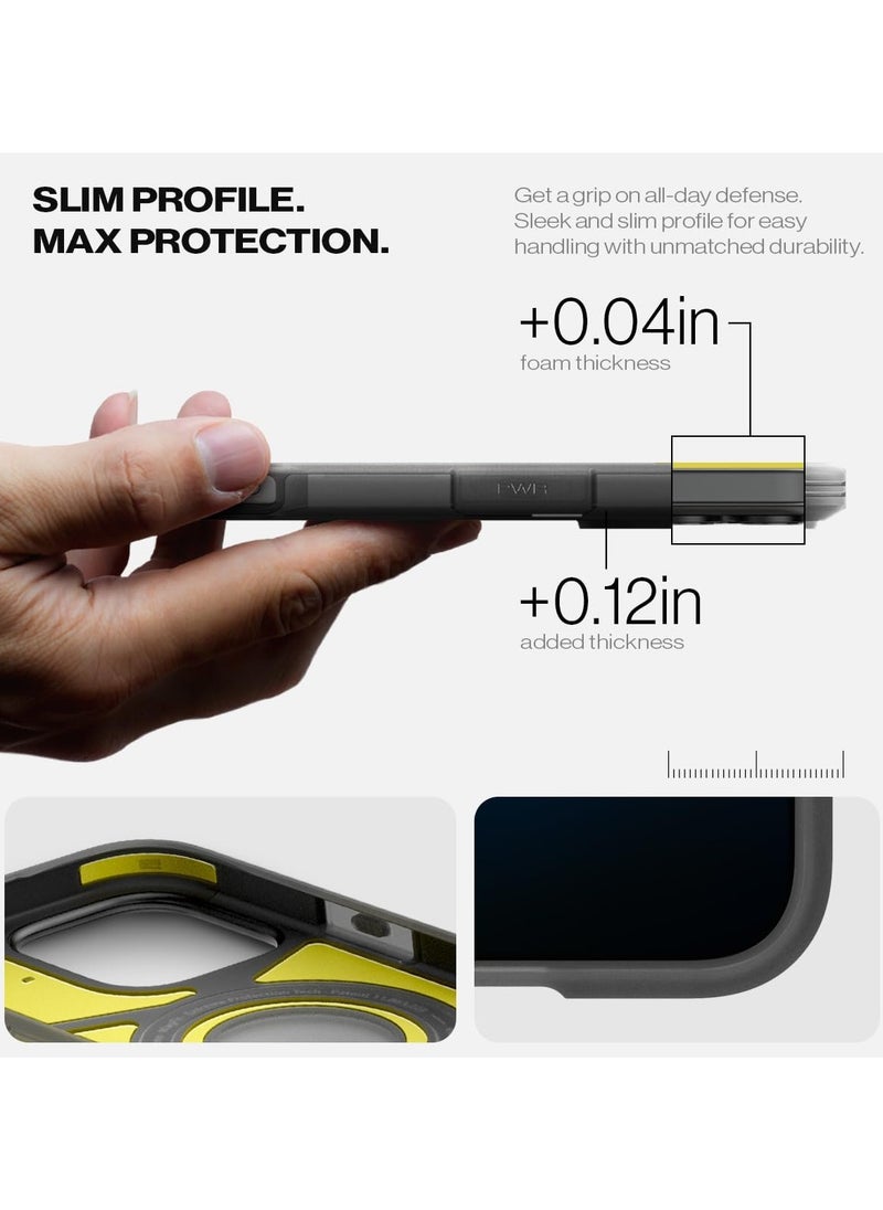 جراب Tough Armor MagFit AI لهاتف iPhone 16 Pro مع حامل (2024) من MagSafe - أسود فاتح