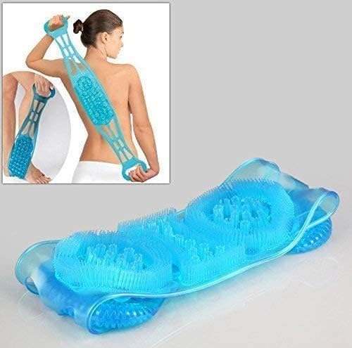 HOMETIC Silicone Dual Sided Back Scrubber Brush and Massager FootSole Cleaner Shower Bath Belt - Image 2