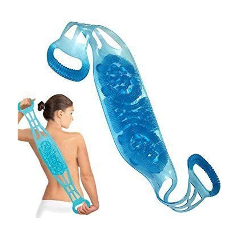 HOMETIC Silicone Dual Sided Back Scrubber Brush and Massager FootSole Cleaner Shower Bath Belt - Image 3