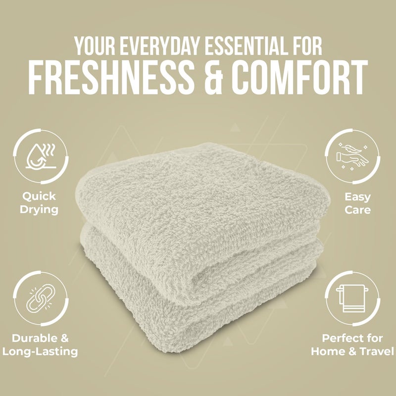DAN RIVER 24 Pack Wash Cloths for Showering [12x12] - 100% Cotton Washcloths Premium Quality Flannel Face Cloths for Bathroom, Highly Absorbent and Soft Feel Wash Clothes, Ivory - Image 5