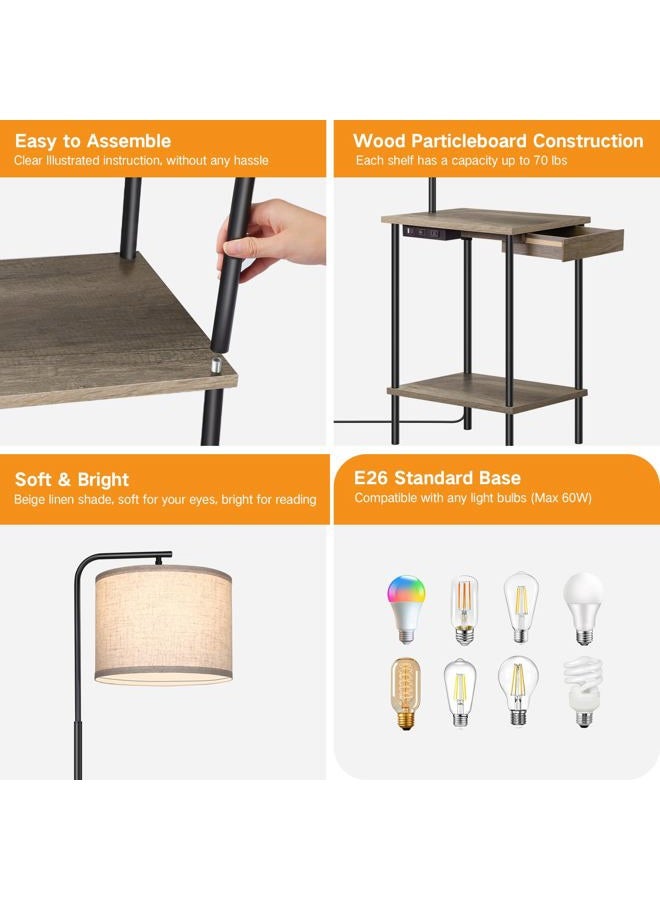 OUTON Floor Lamp with 2 Table Grey - Image 5