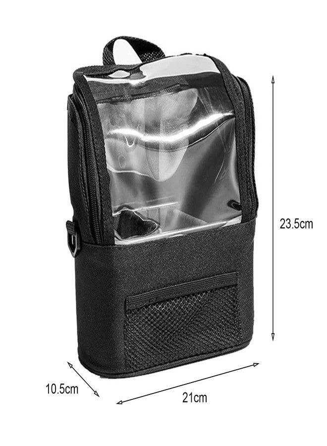 Shrux Professional Makeup Artist Bag Makeup Brush Bag Large Capacity Adjustable Belt Shoulder Strap Transparent Visible Window Makeup Artist Makeup Brush Bag | Portable Stand Up Makeup Cup Pouch/Bag - Image 5