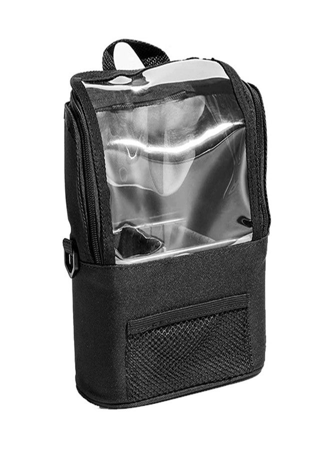 Shrux Professional Makeup Artist Bag Makeup Brush Bag Large Capacity Adjustable Belt Shoulder Strap Transparent Visible Window Makeup Artist Makeup Brush Bag | Portable Stand Up Makeup Cup Pouch/Bag - Image 1