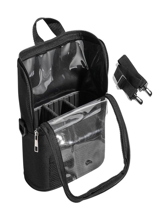 Shrux Professional Makeup Artist Bag Makeup Brush Bag Large Capacity Adjustable Belt Shoulder Strap Transparent Visible Window Makeup Artist Makeup Brush Bag | Portable Stand Up Makeup Cup Pouch/Bag - Image 4