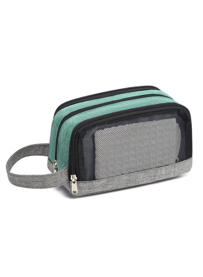 Yeiotsy Small Toiletry Bag for Children, Color Clash Durable Mesh Travel Toiletry Bag for Kids Short Trips Camping Hiking Outdoors Shower Bag (Green) - Image 3