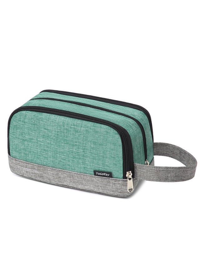 Yeiotsy Small Toiletry Bag for Children, Color Clash Durable Mesh Travel Toiletry Bag for Kids Short Trips Camping Hiking Outdoors Shower Bag (Green) - Image 1