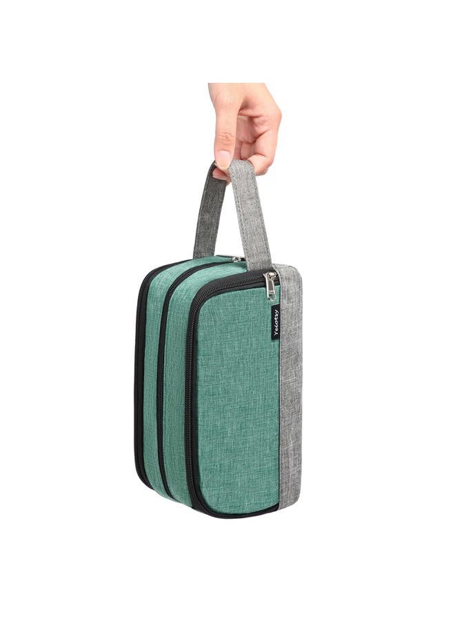 Yeiotsy Small Toiletry Bag for Children, Color Clash Durable Mesh Travel Toiletry Bag for Kids Short Trips Camping Hiking Outdoors Shower Bag (Green) - Image 4