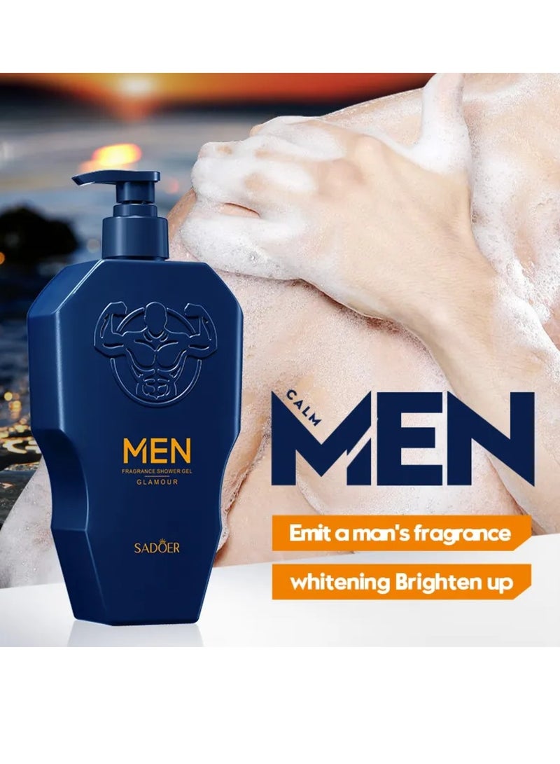SADOER جل استحمام عطر للرجال 500 مل رغوة عطرية غنية جل استحمام للرجال تبييض وتفتيح وترطيب وتنظيف عميق جل استحمام للجسم للرجال - Image 3