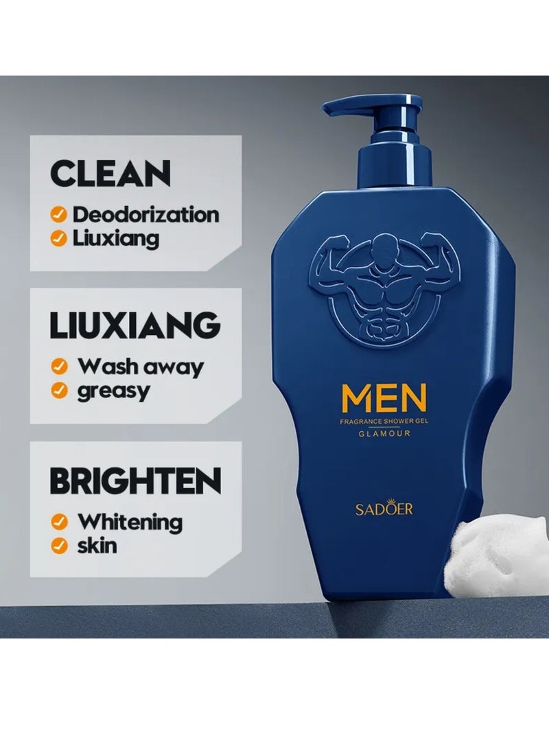 SADOER جل استحمام عطر للرجال 500 مل رغوة عطرية غنية جل استحمام للرجال تبييض وتفتيح وترطيب وتنظيف عميق جل استحمام للجسم للرجال - Image 4