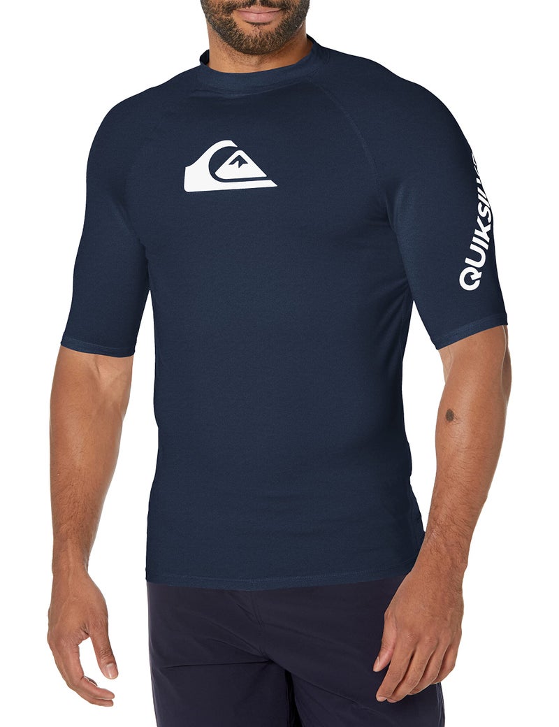 Quiksilver mens All Time Short Sleeve Rashguard Upf 50 Sun Protection Surf Rash Guard Shirt, Navy Blazer, Medium US - Image 1