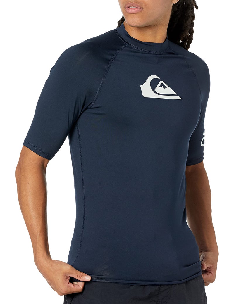 Quiksilver mens All Time Short Sleeve Rashguard Upf 50 Sun Protection Surf Rash Guard Shirt, Navy Blazer, Medium US - Image 4