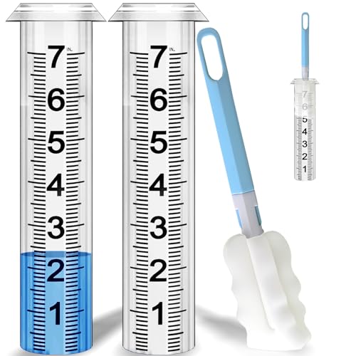 Asenron Rain Gauge Replacement Tube Rain Gauge Outdoor Best Rated Tube7 Capacity Accurate Rain Gauge Tube Rain Gauge Outdoor Freeze Proof Measure Tube2 pc Plastic Rainfall Meter Tube with 1 Brush - Image 1