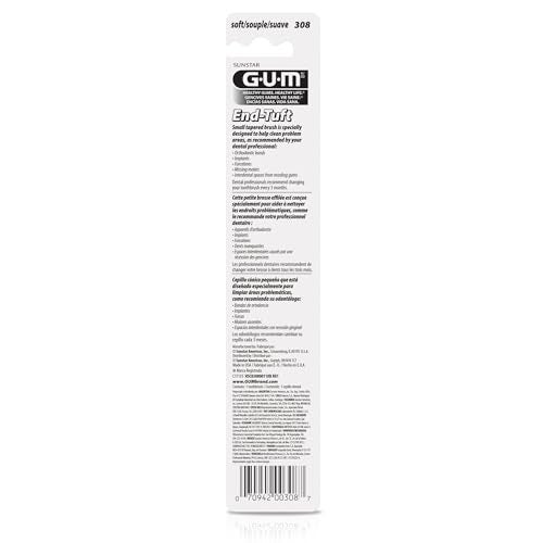 GUM End Tuft Toothbrush - Extra Small Head for Hard-to-Reach Areas - Implants, Back Teeth, and Wisdom Teeth - Soft Dental Brush for Adults, 1 Count(Pack of 6) - Image 4