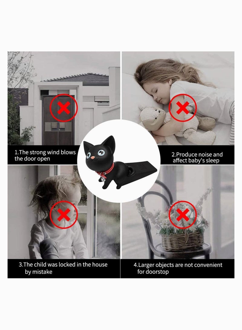 Y&D Door Stopper, Cute Cat Stopper Stop Silicone Stops Style Wedge for Home and Office Black Cat, Works on All Surfaces, Non Scratching, Strong Grip (Black) - Image 5