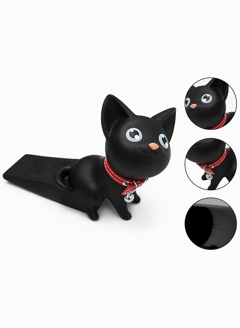 Y&D Door Stopper, Cute Cat Stopper Stop Silicone Stops Style Wedge for Home and Office Black Cat, Works on All Surfaces, Non Scratching, Strong Grip (Black) - Image 2