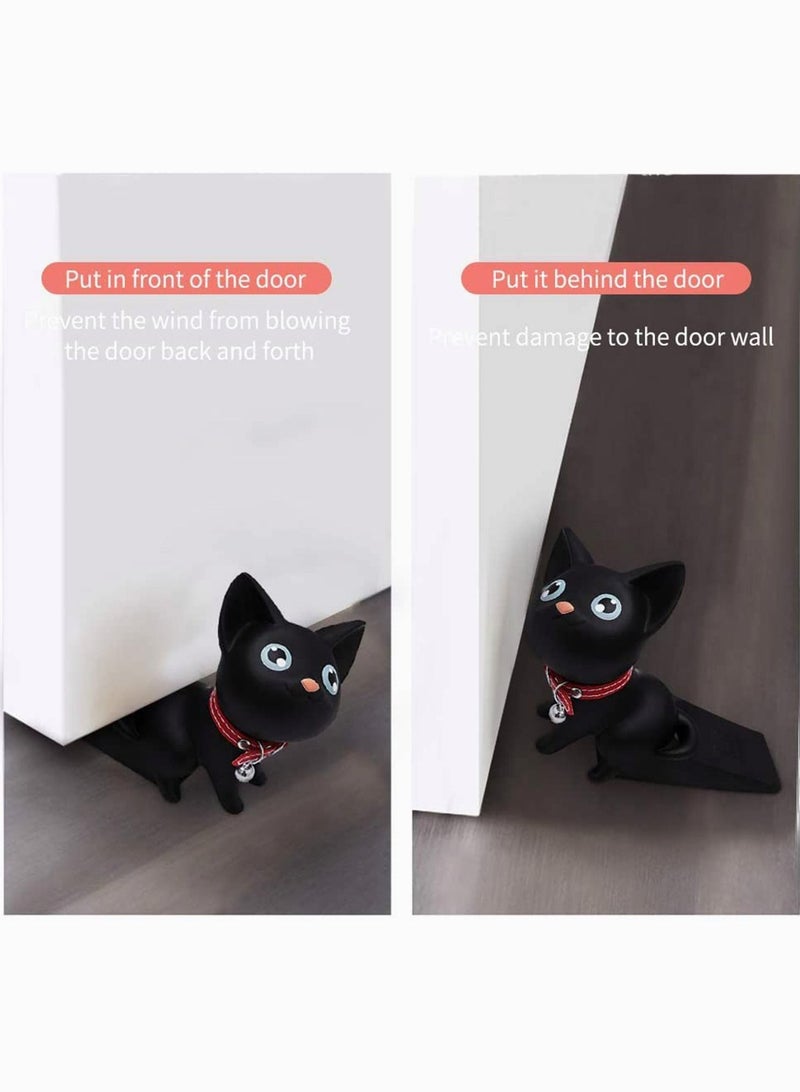 Y&D Door Stopper, Cute Cat Stopper Stop Silicone Stops Style Wedge for Home and Office Black Cat, Works on All Surfaces, Non Scratching, Strong Grip (Black) - Image 4