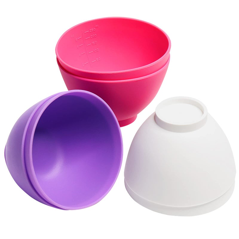 Goalfly 6 Pcs Silicone Mixing Bowls 027 QT Silicone Bowl Chocolate Melting Bowl Mixing Bowls are Suitable for Serving Prepping White Pink Purple 41 x 41 x 27 Inch