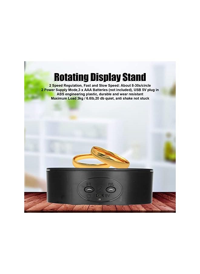 The Bros Rotating Display Stand, 360 Degree Motorized Rotating Turntable Display Stand for Wine Bottles Cosmetics Photography Products Shows Jewelry, Load 6.6Lb, Battery/USB Power Supply (Black)  - Image 5