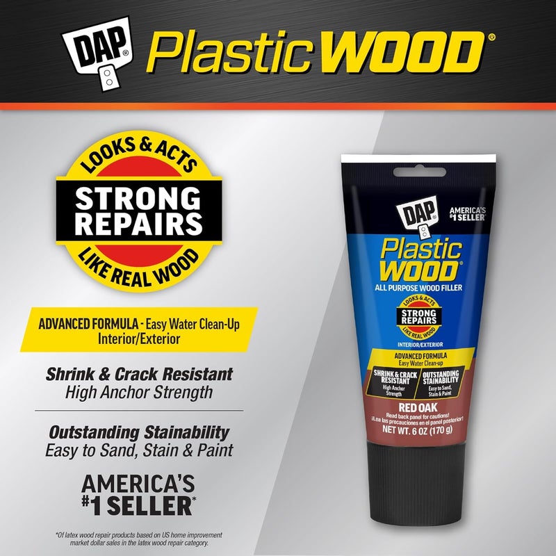 Dap Plastic Wood All Purpose Latex Wood Filler, Red Oak, 6 Oz (7079800583) - Image 1